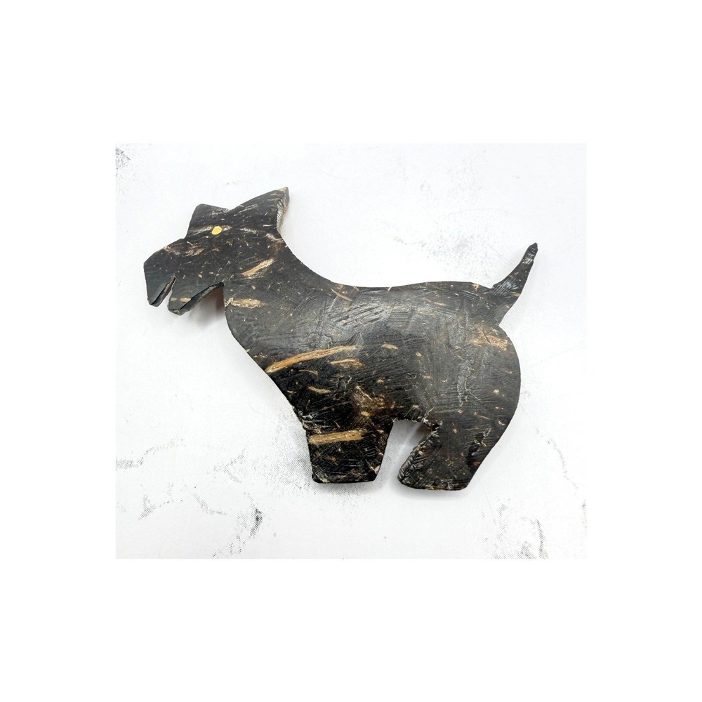 Vintage Scottie Dog Brooch Scottish Terrier Pin Black Resin Terrier‎ 2.5"